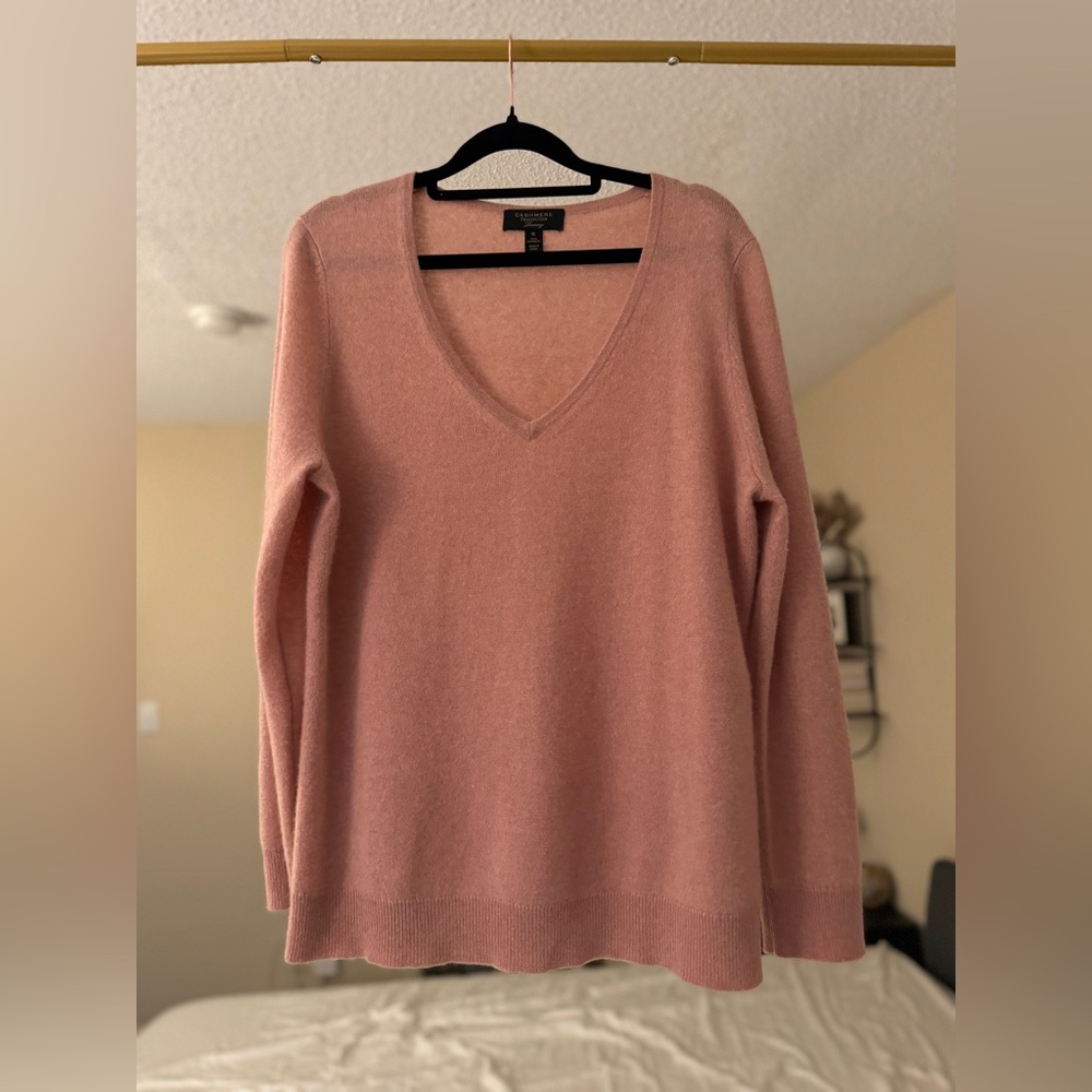 Charter Club Cashmere V-Neck Sweater – Size XL – Dusty Rose